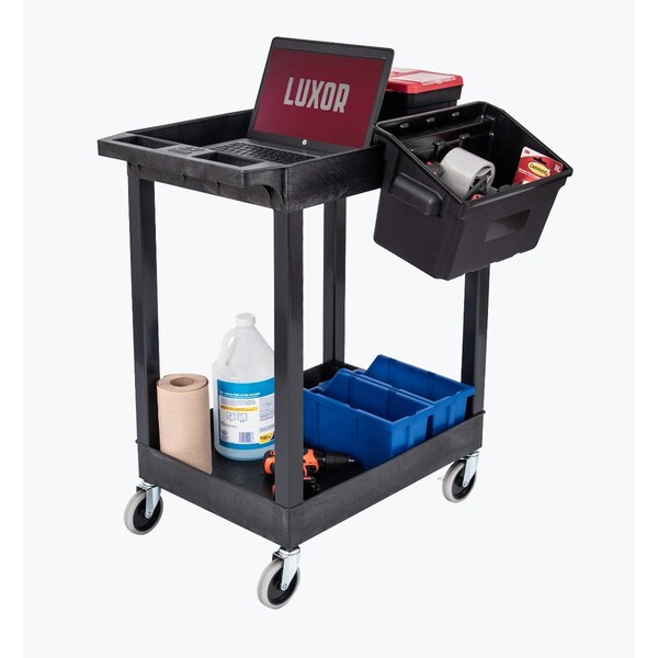 Luxor 24 x 18 Plastic Utility Tub Cart w Bins LUXSEC11-B-OUTRIG - main